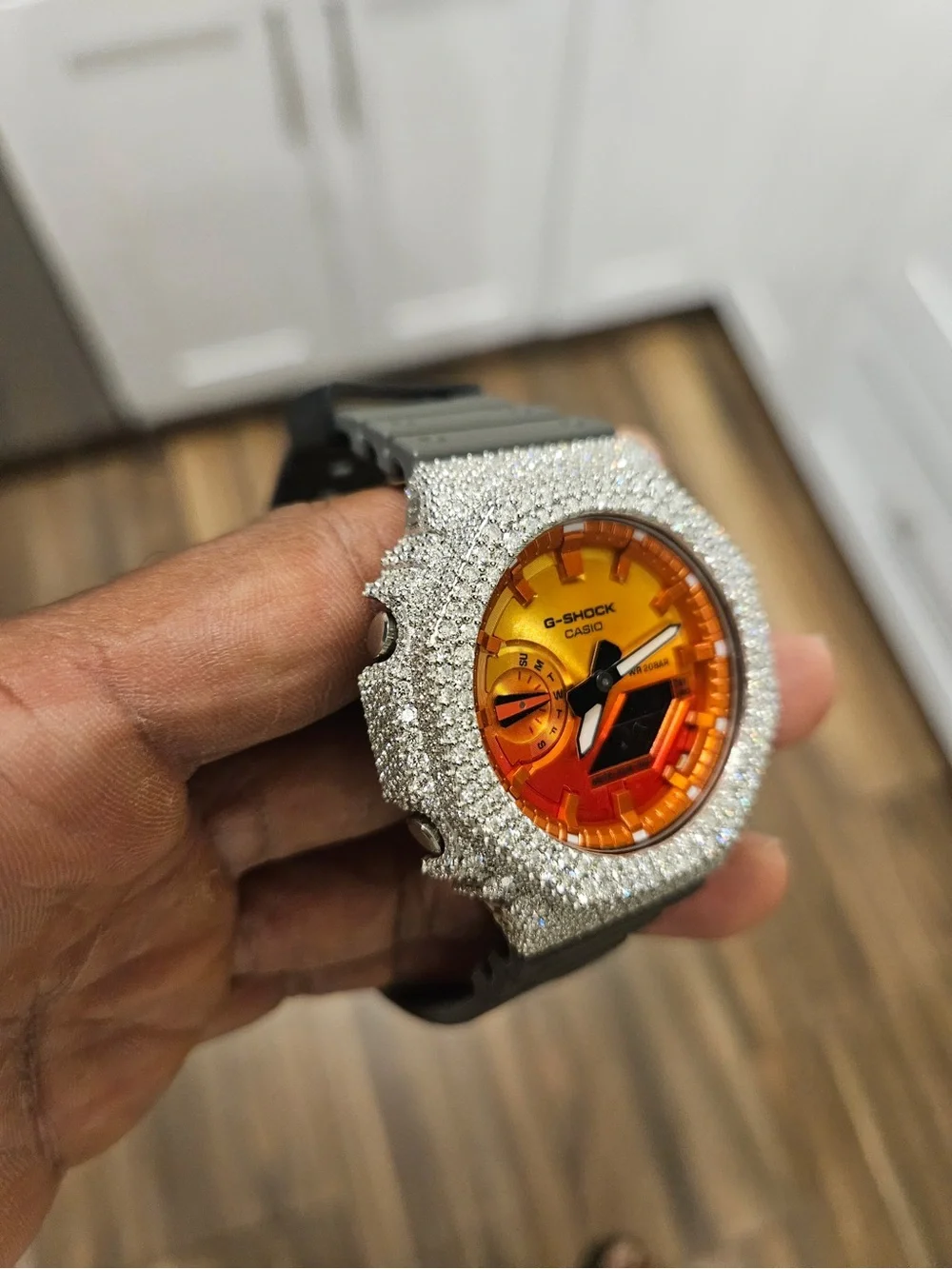 G-Shock Orange Dial Digital-Analog Watch with Bustdown Bezel